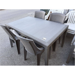 MESA + 4 SILLAS RATAN TAUPE...
